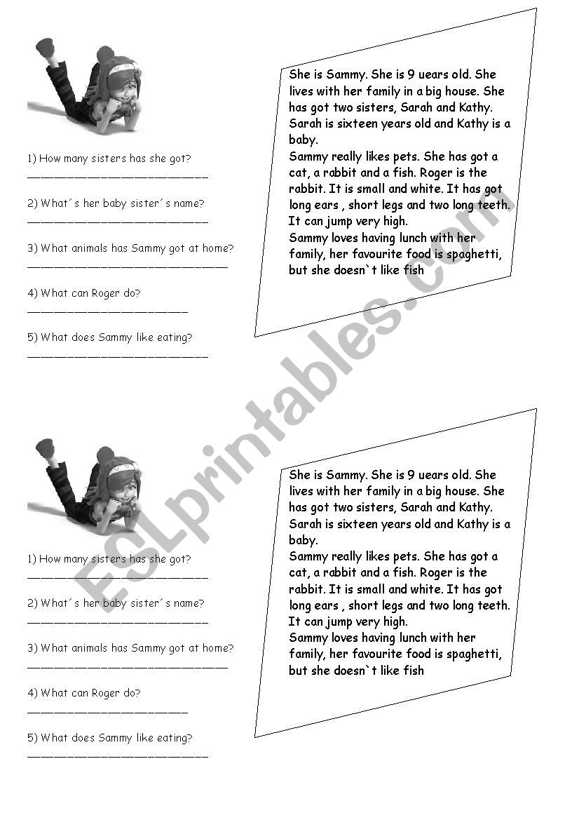 Readig Comprehension worksheet