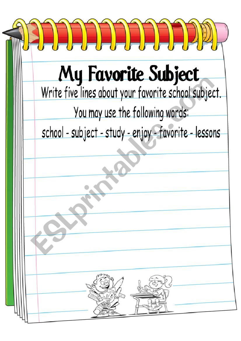 My favorite subject worksheet