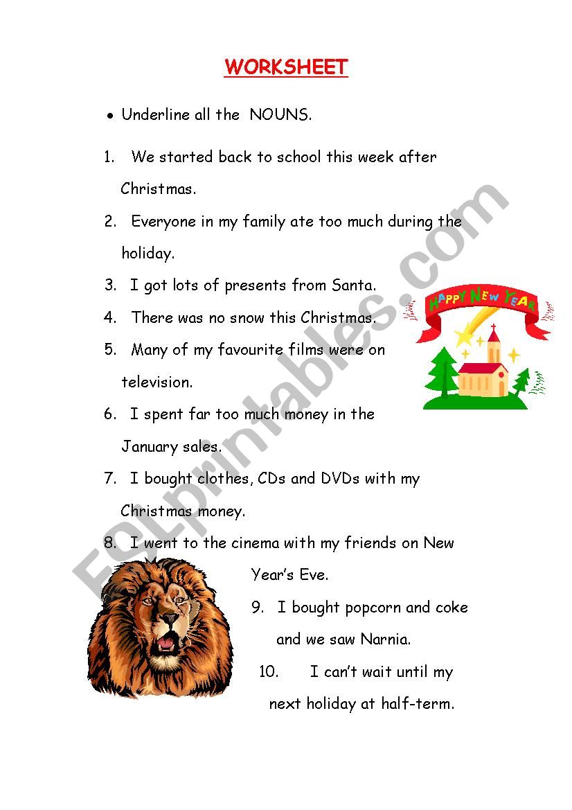 naming words worksheet