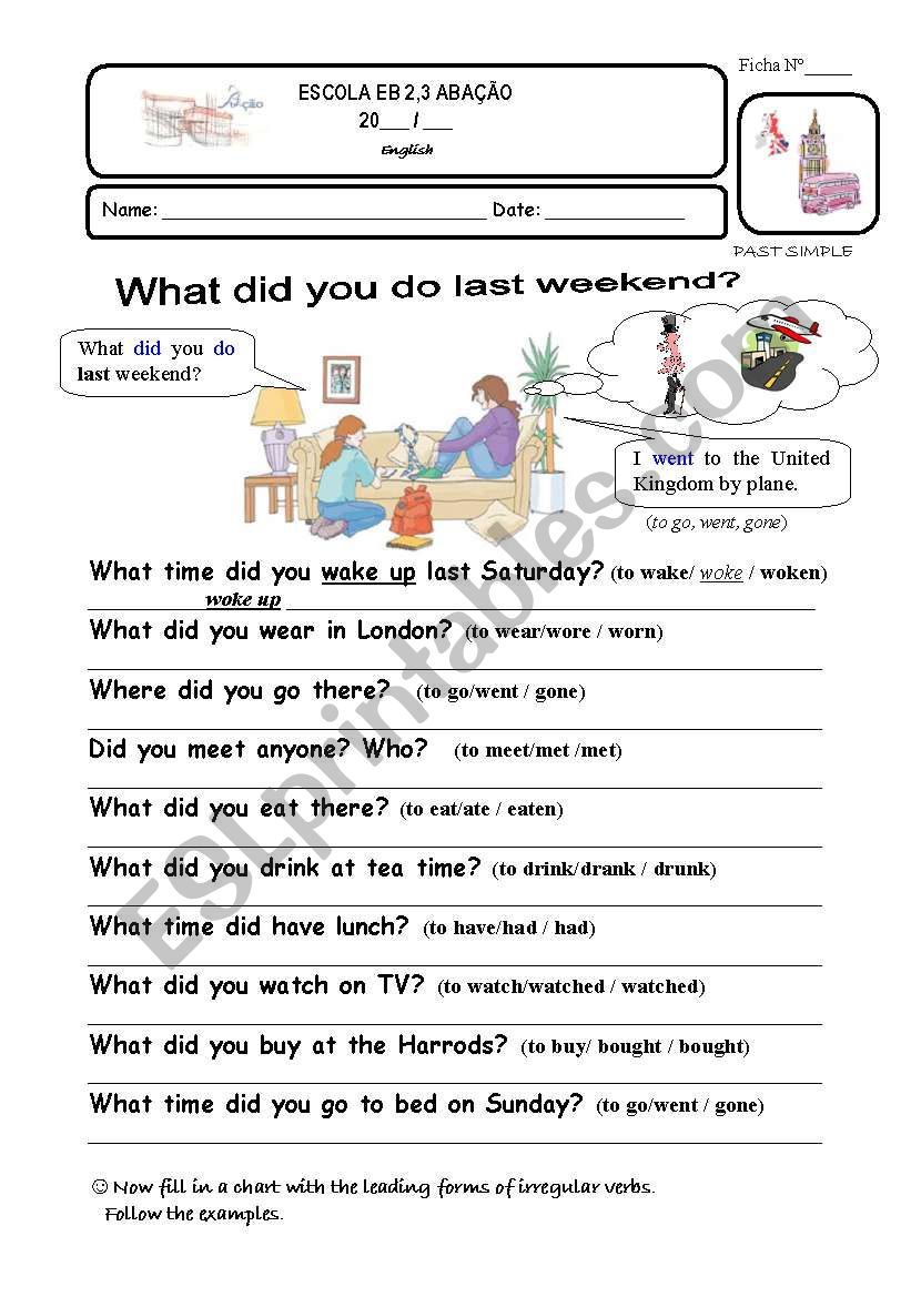 What did you do last weekend? worksheet