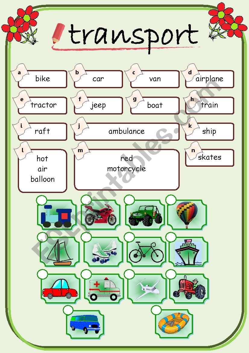 transportation worksheet