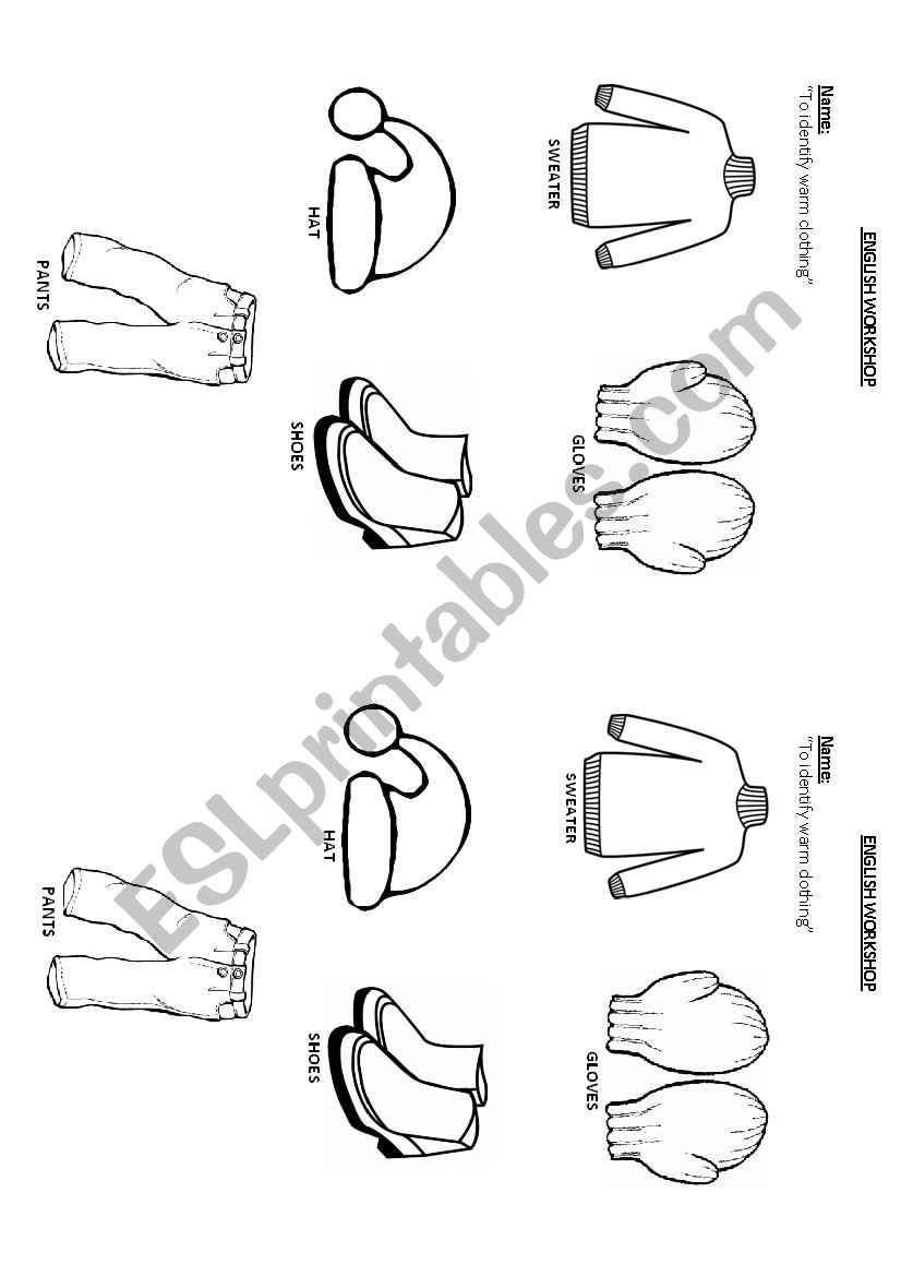 Warm clothing worksheet