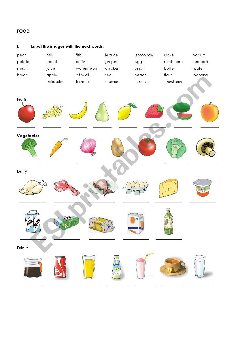 FOOD worksheet