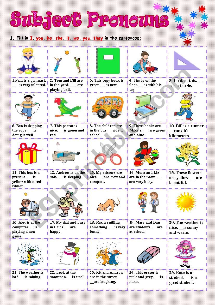 Subject Pronouns worksheet