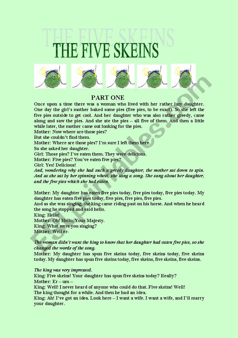 THE FIVE SKEINS worksheet