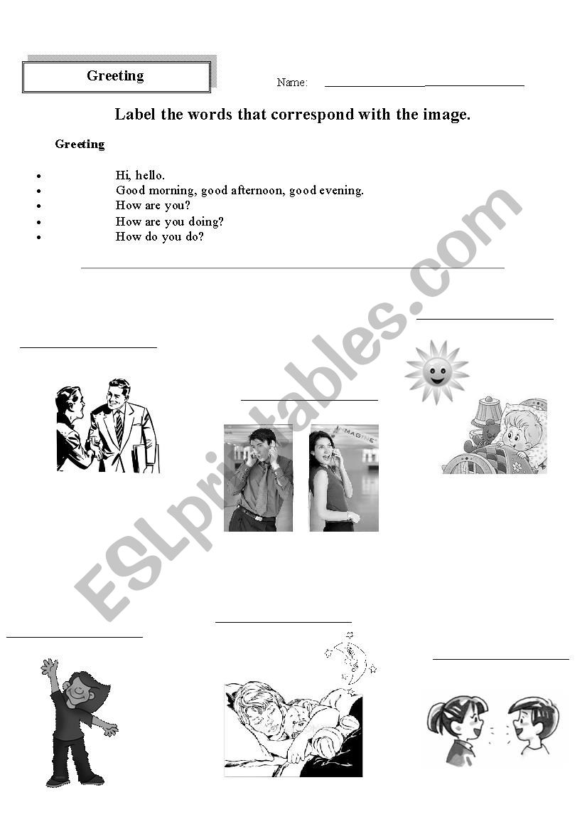 Greeting worksheet