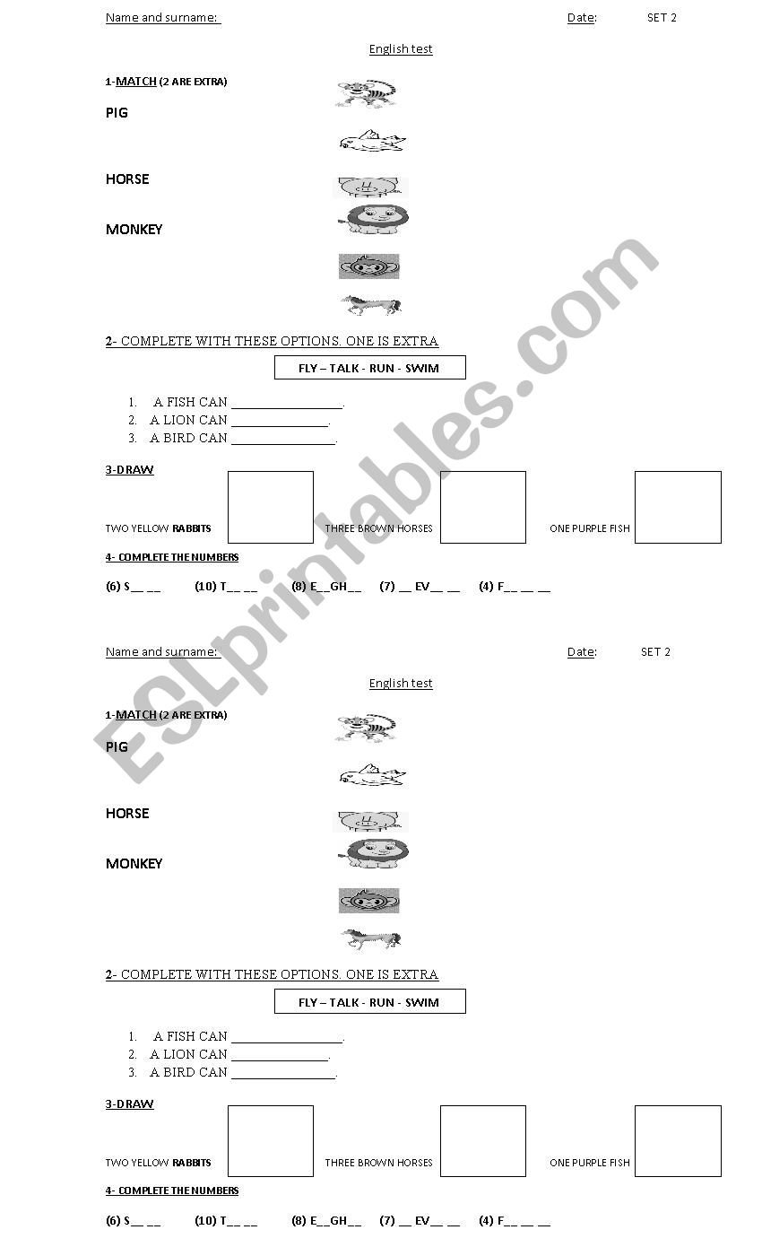 english test for beginners worksheet