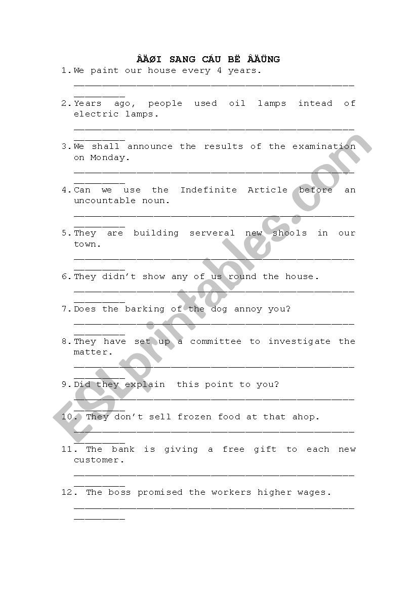 passive voice worksheet