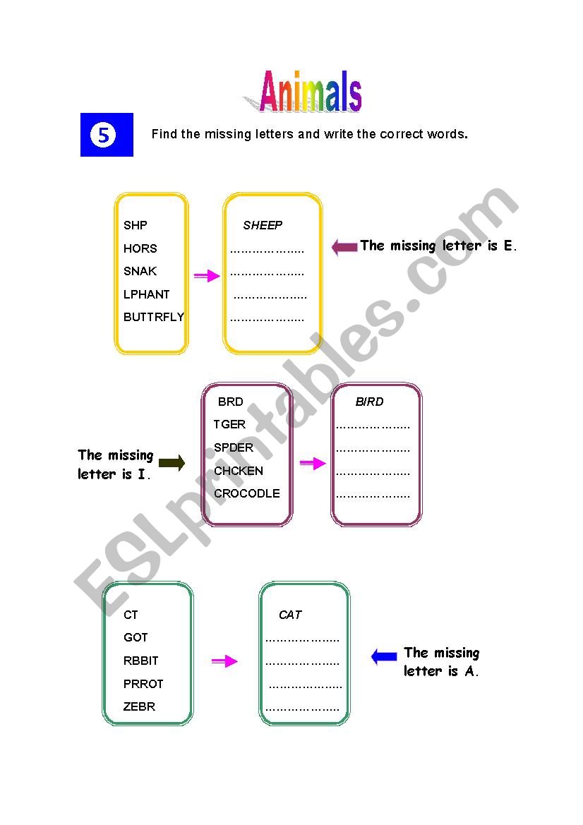 missing letter worksheet