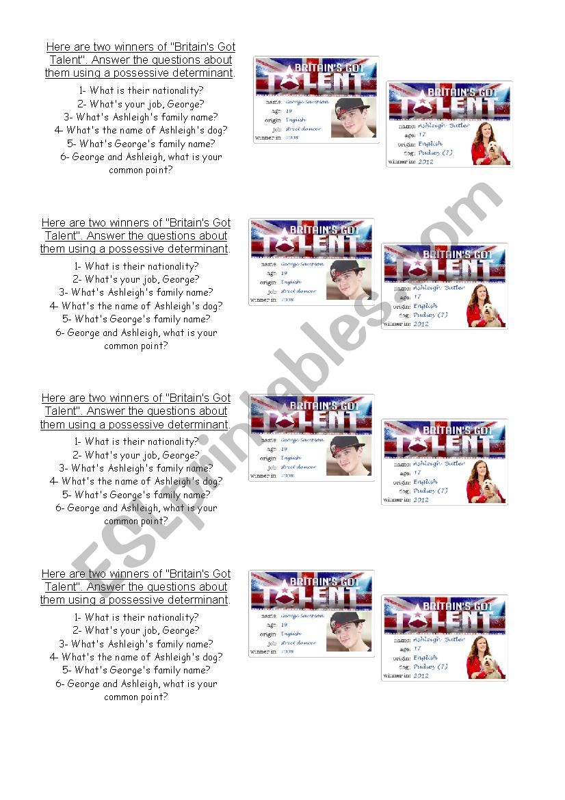 Britains Got Talent (3) worksheet