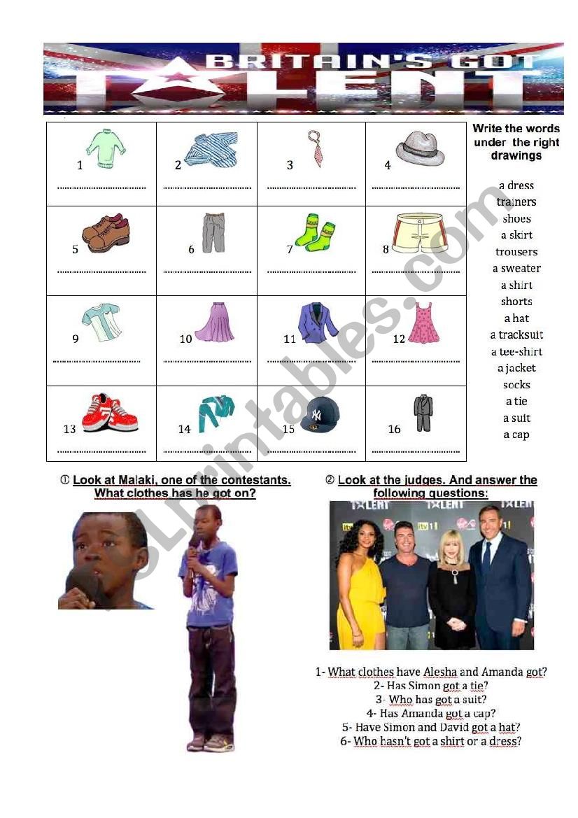 BritainÂ´s Got Talent (4) worksheet