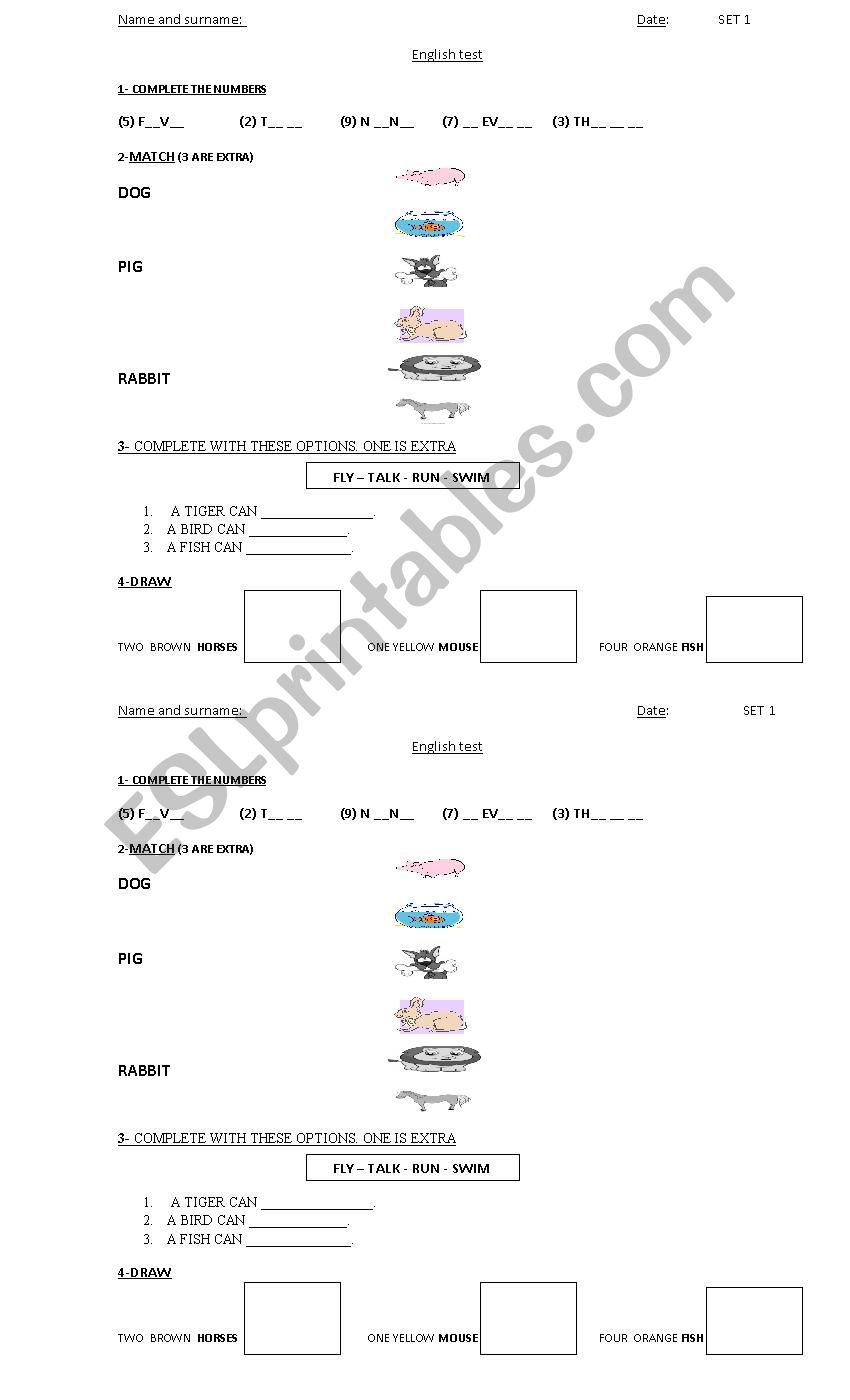 ENGLISH TEST FOR BEGINNERS 2 worksheet