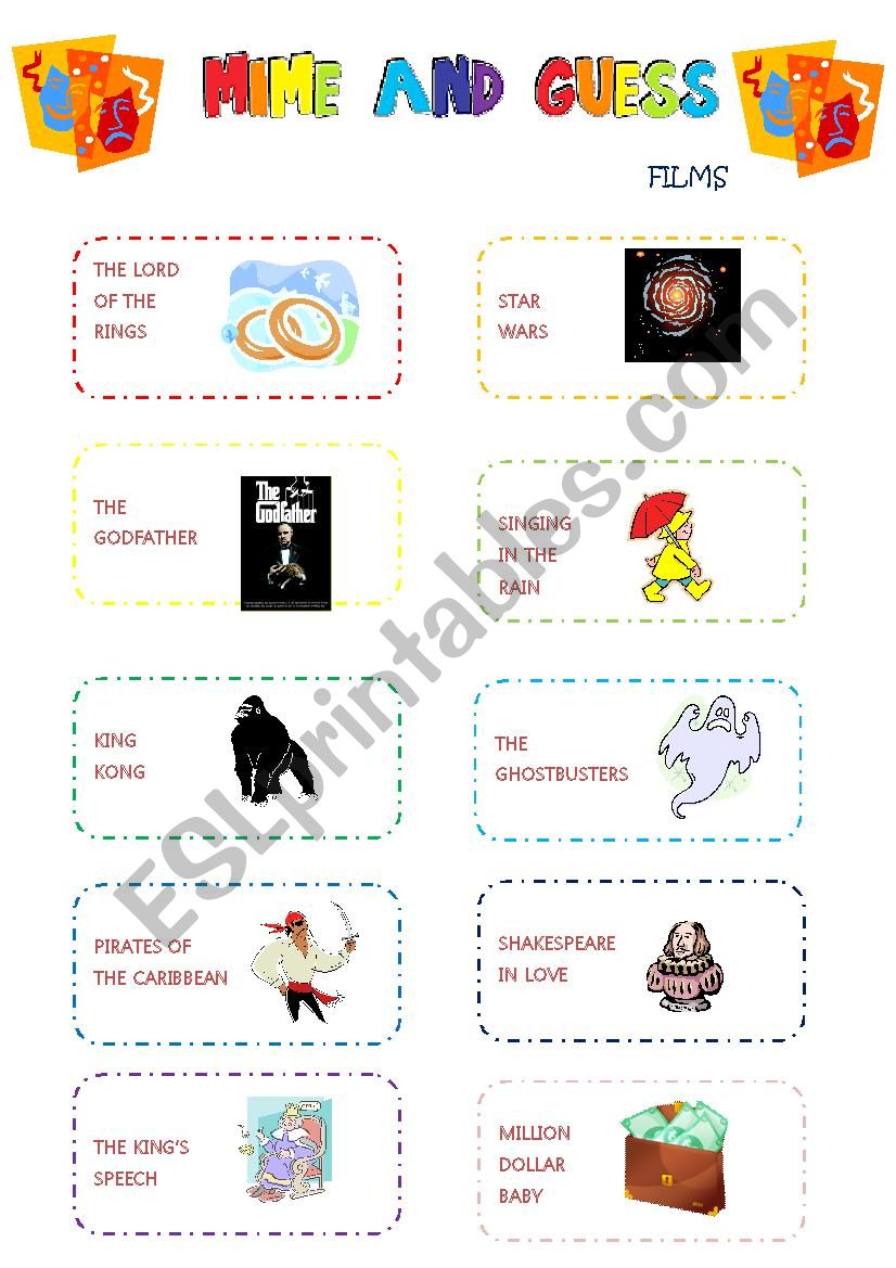 Mime and Guess - Films worksheet