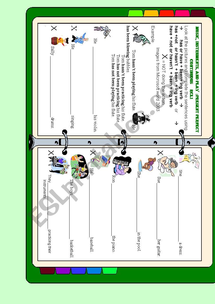 Music,insturments, and Play Present Perfect Continuous RCL-1