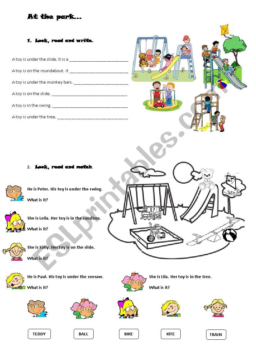 at the park! worksheet