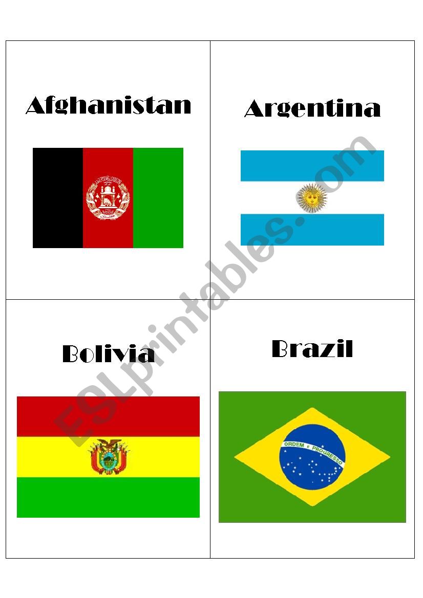 Flags around the world worksheet
