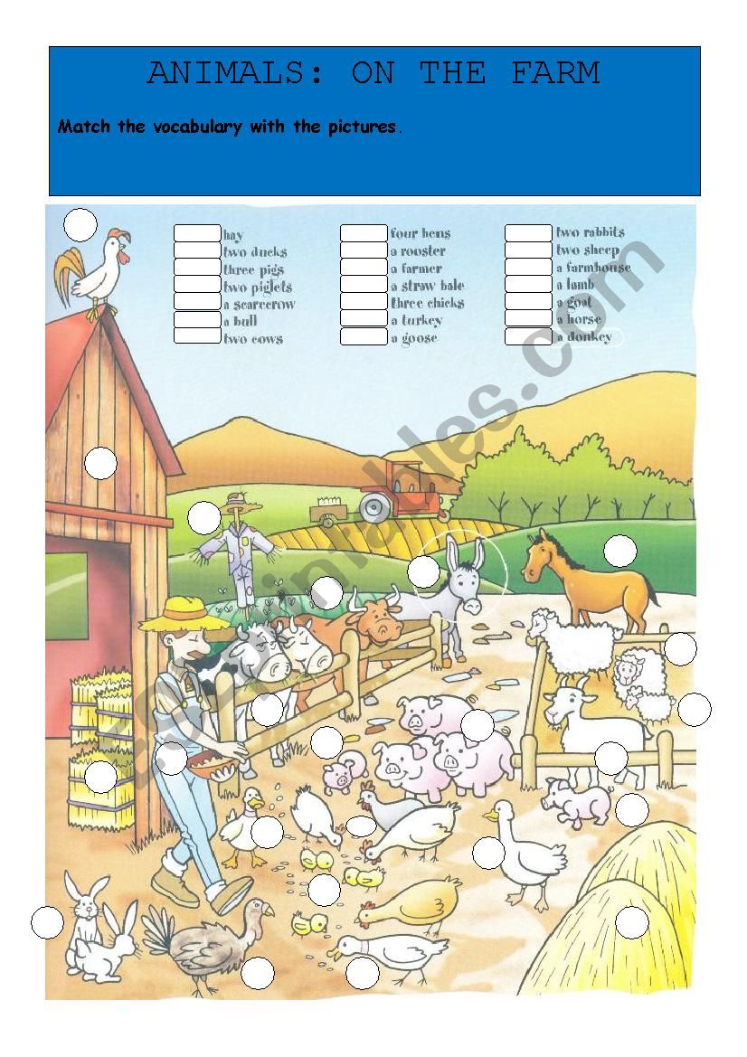animal on the farm worksheet