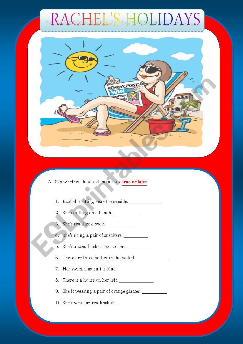 RACHELÂ´S HOLIDAYS worksheet