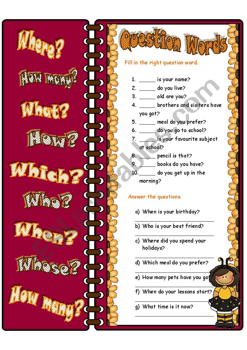 Question Words worksheet