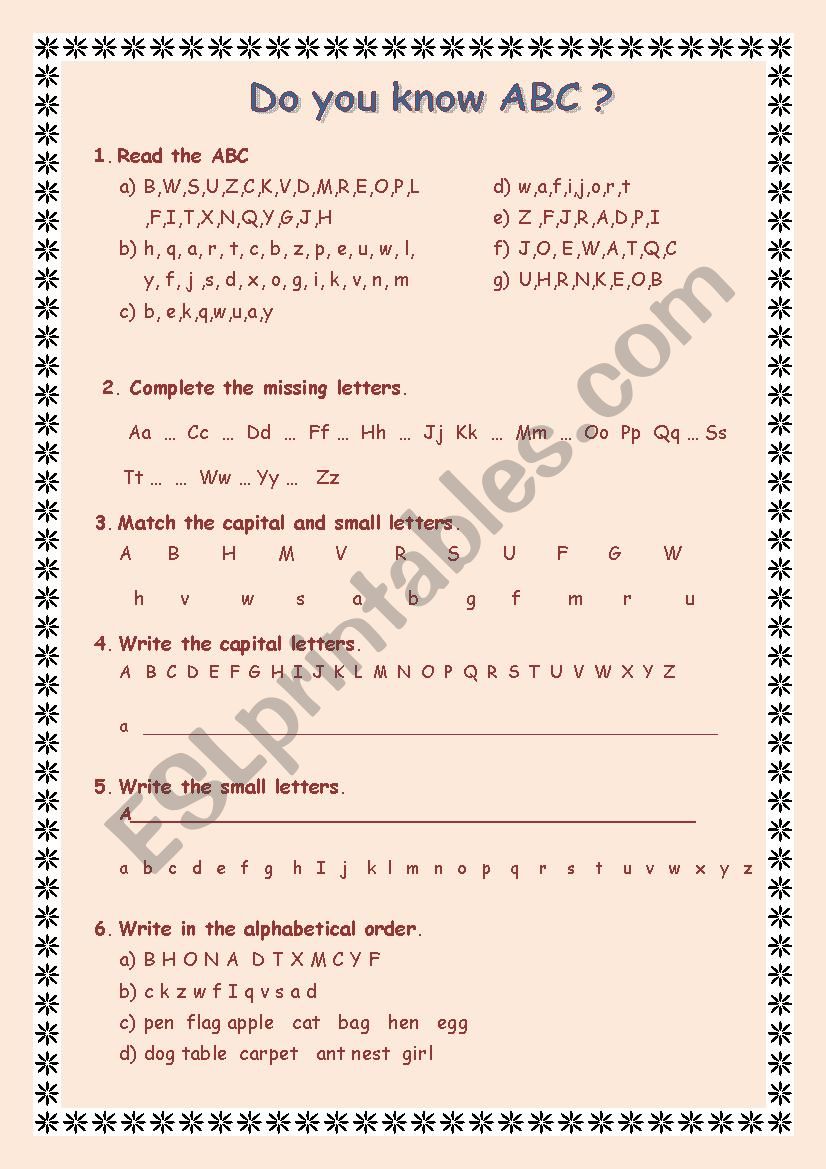 ABC activity worksheet