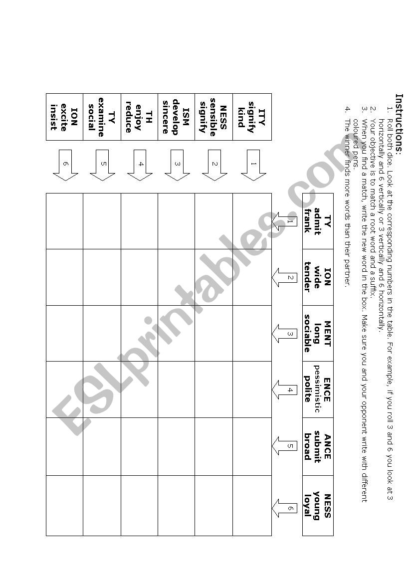 Suffixes activity worksheet