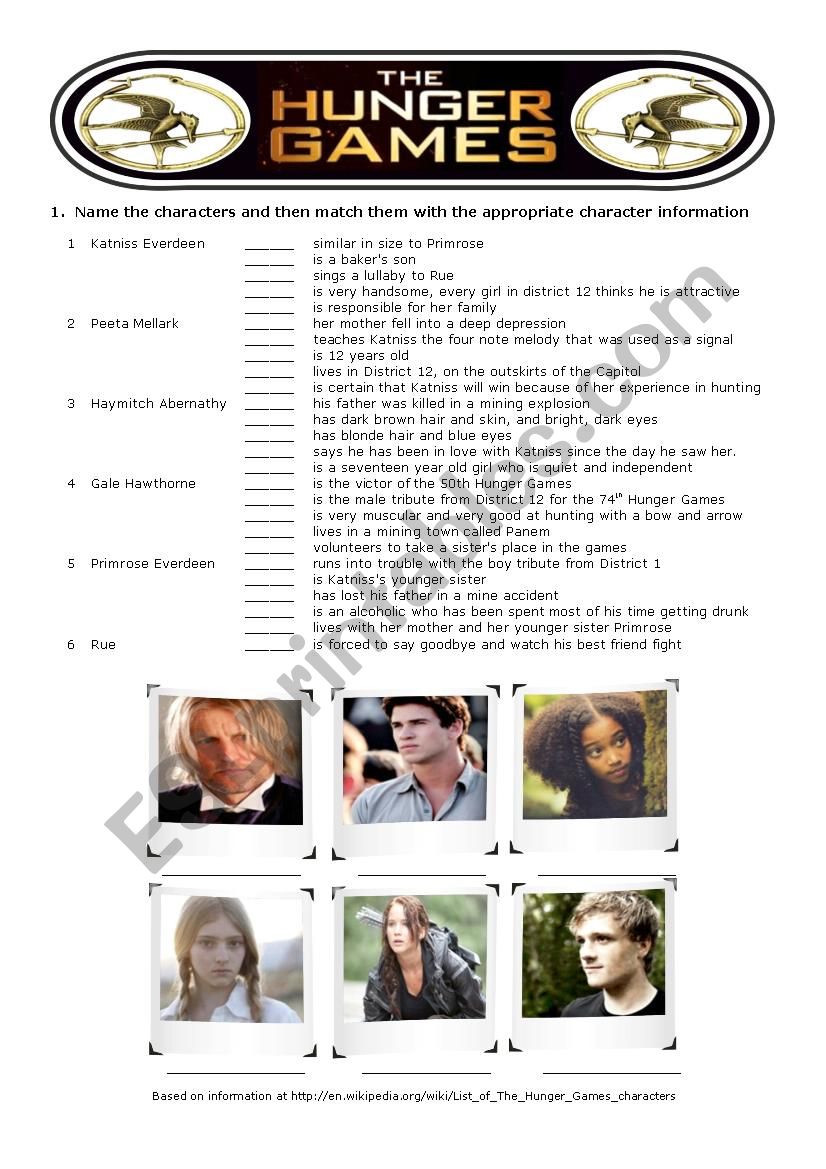 The Hunger Games worksheet