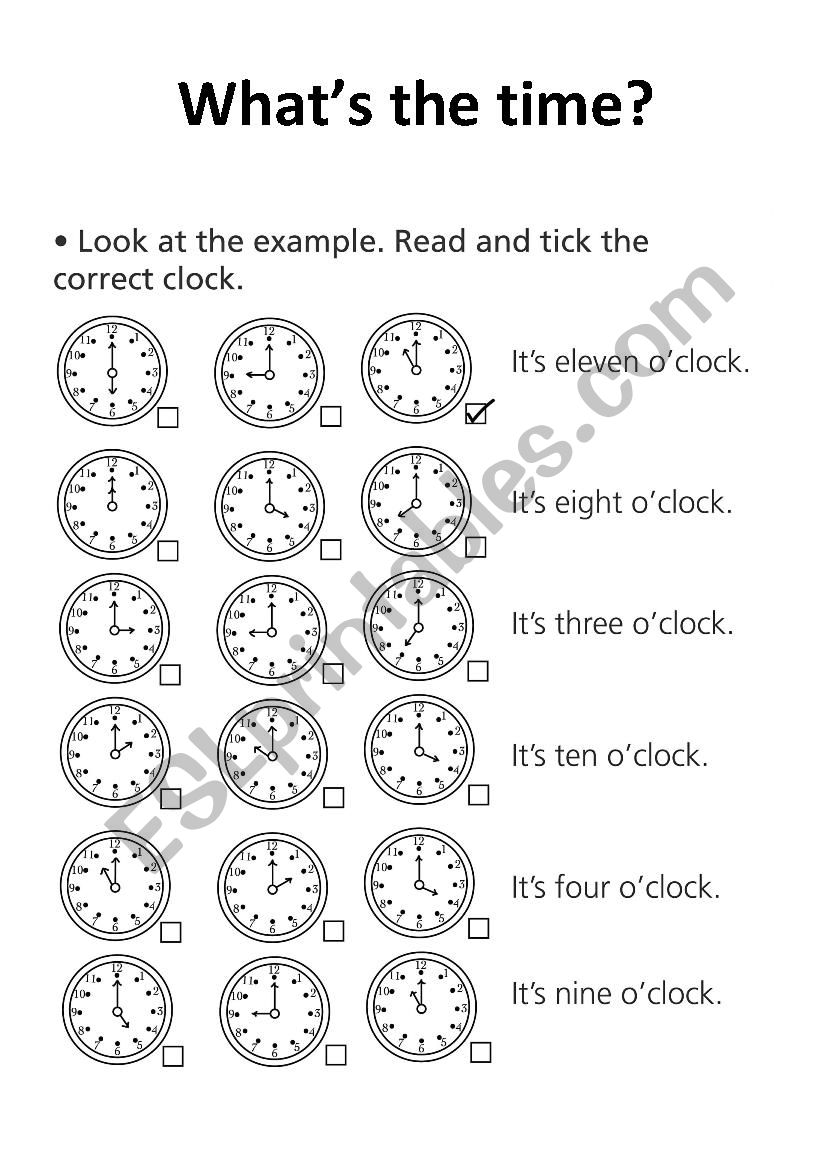 whats the time? worksheet