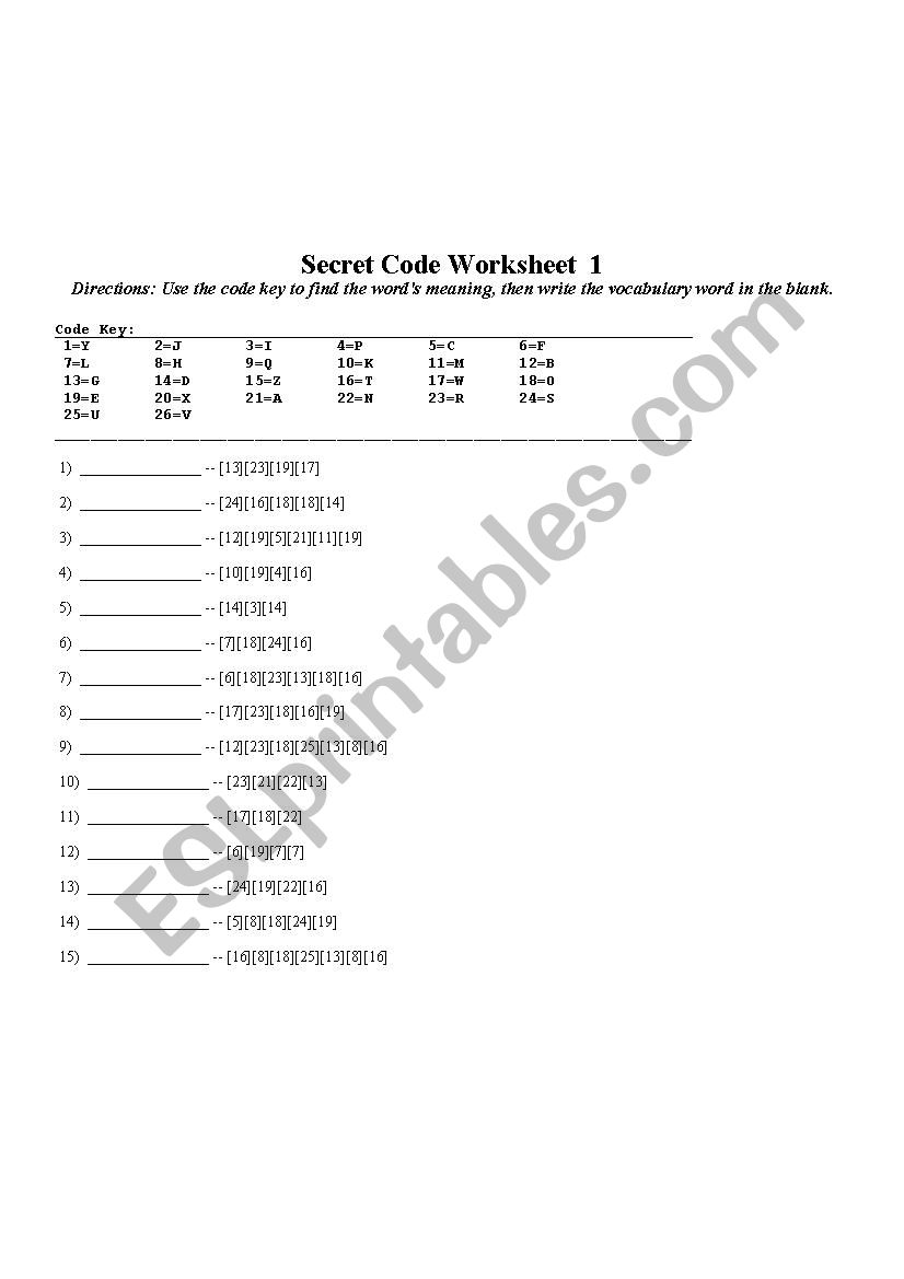 Verbs... Study list,  Secret code, Crossword.  KEY