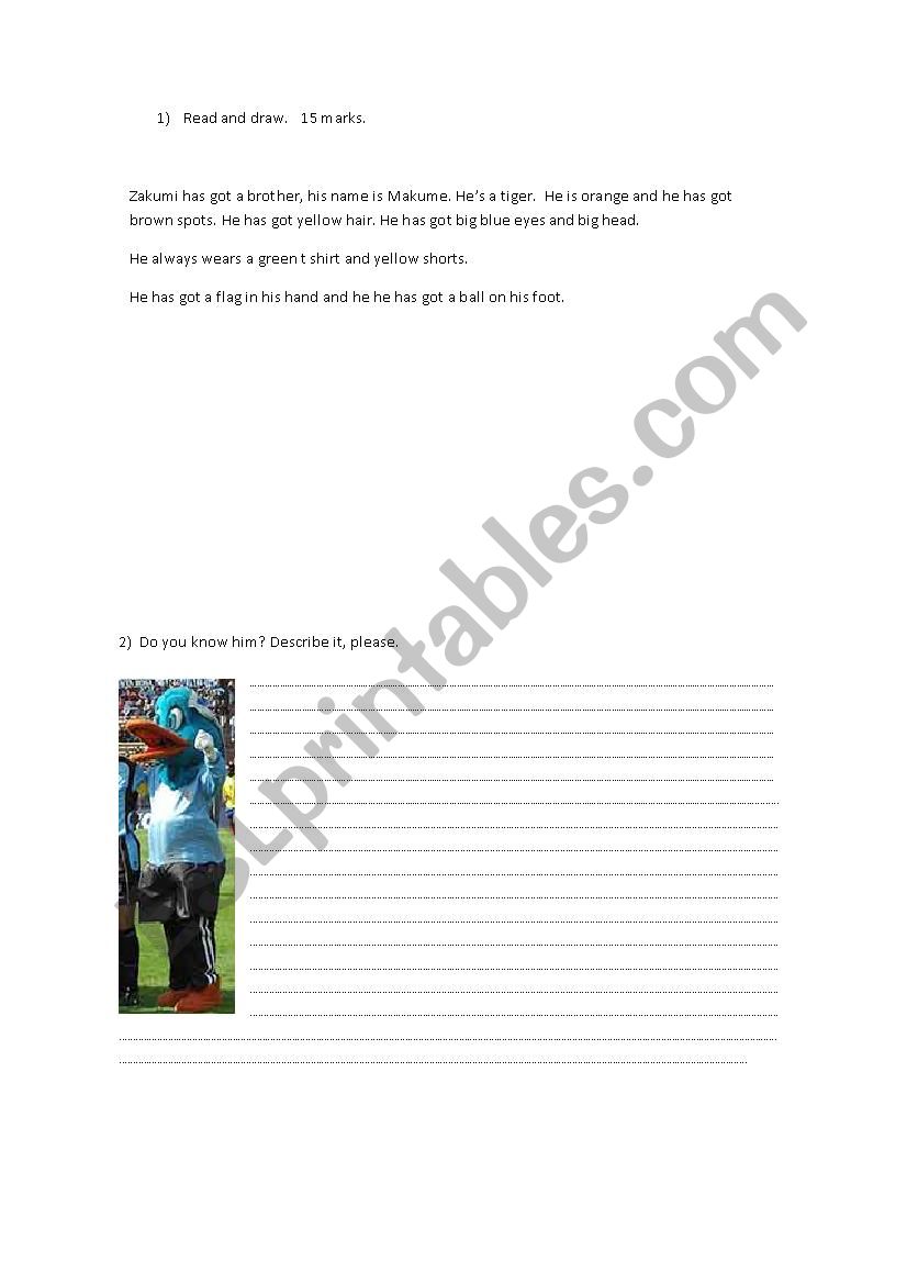 Read and draw worksheet