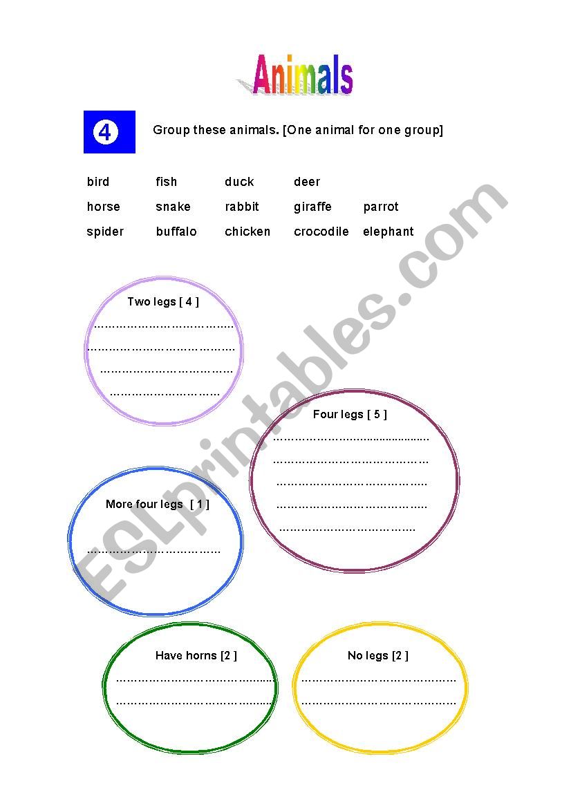 group these animals worksheet