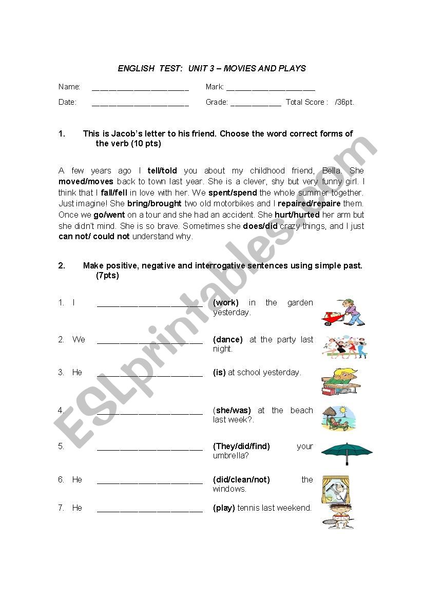 Movies and plays worksheet