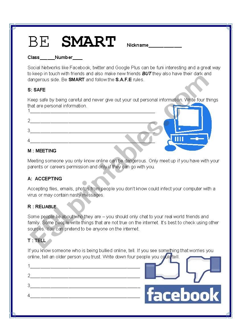 BE SMART worksheet