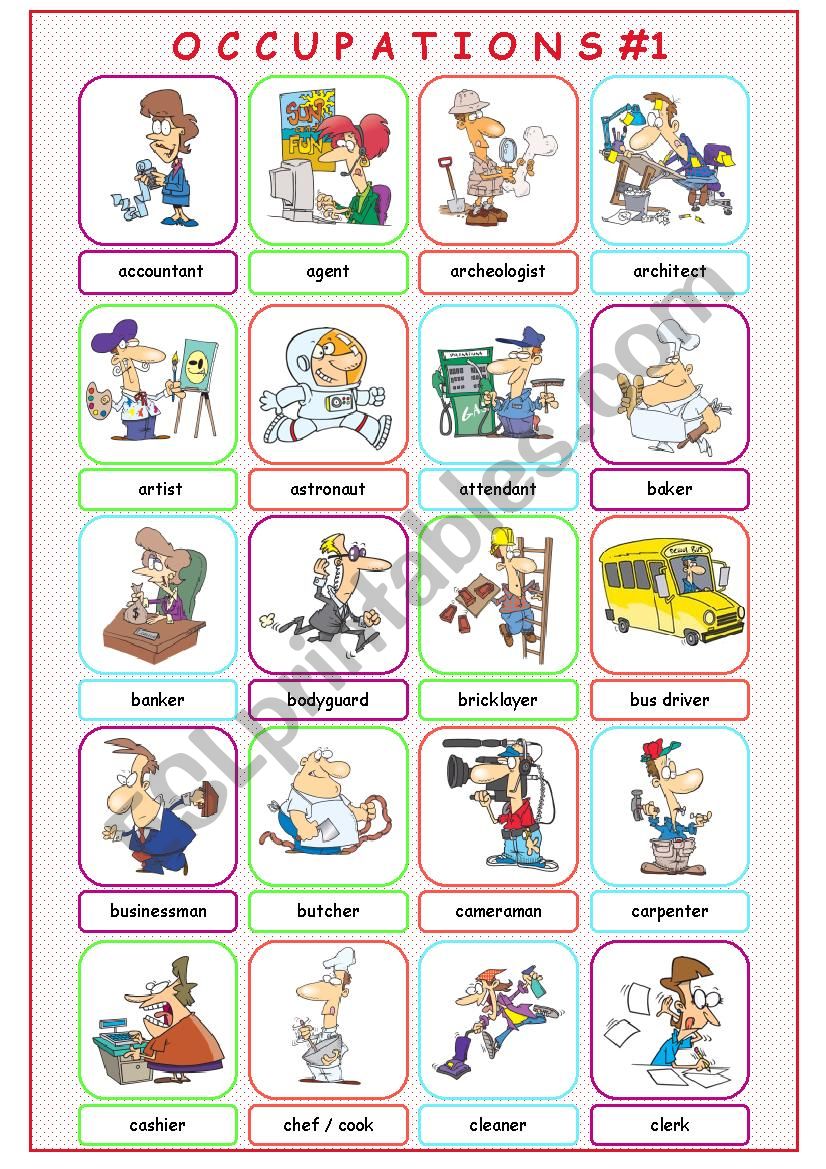 Occupations #1 (A-C) worksheet