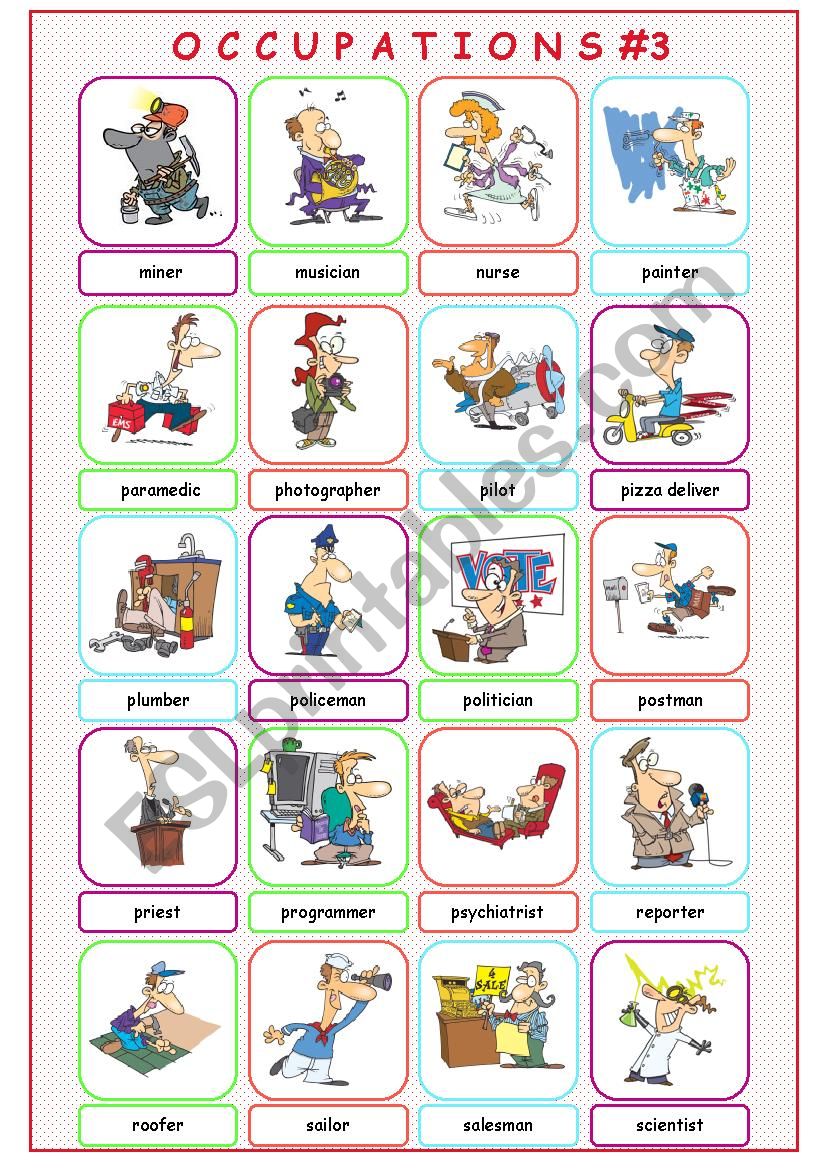 Occupations #3 (M-S) worksheet