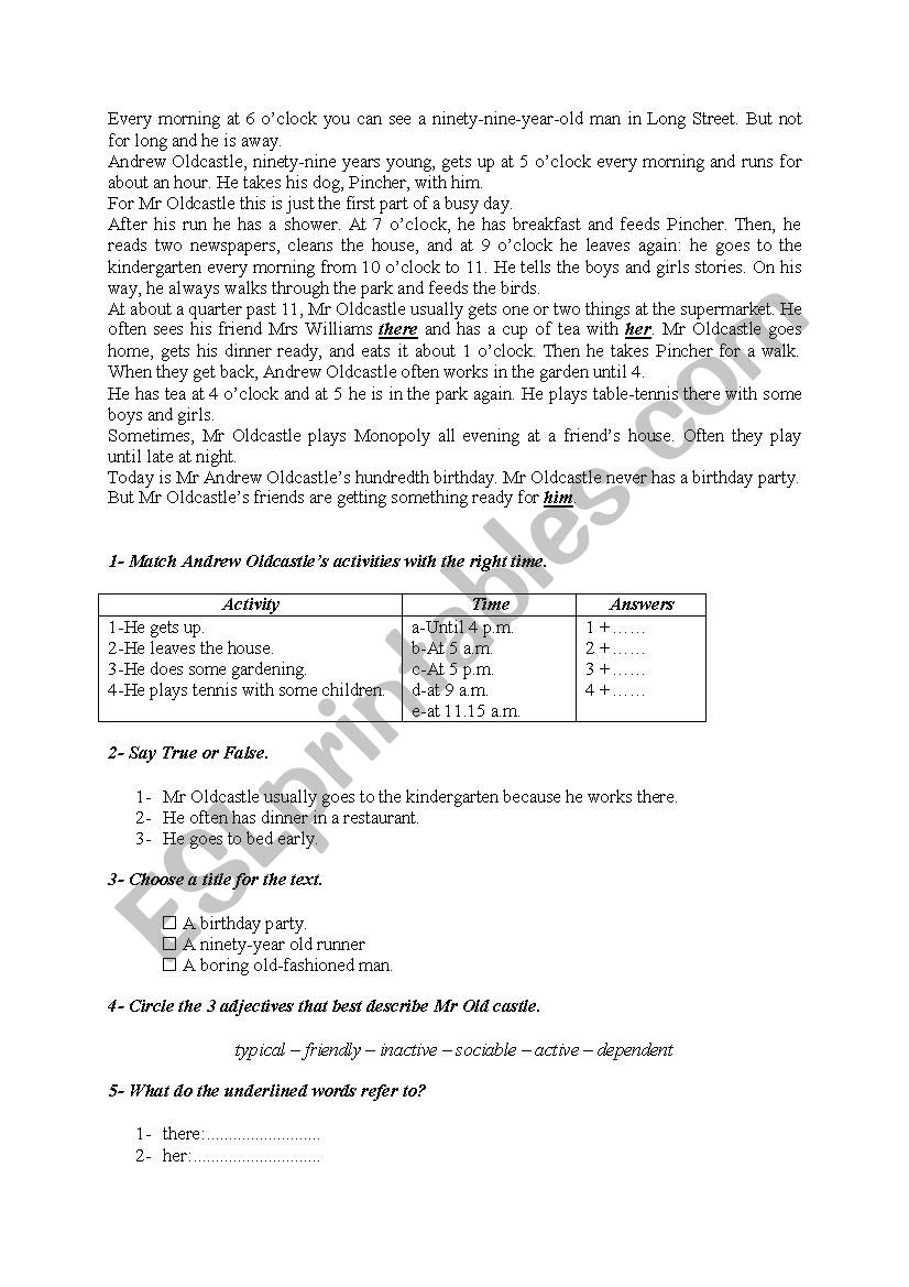 Language activities 29 worksheet