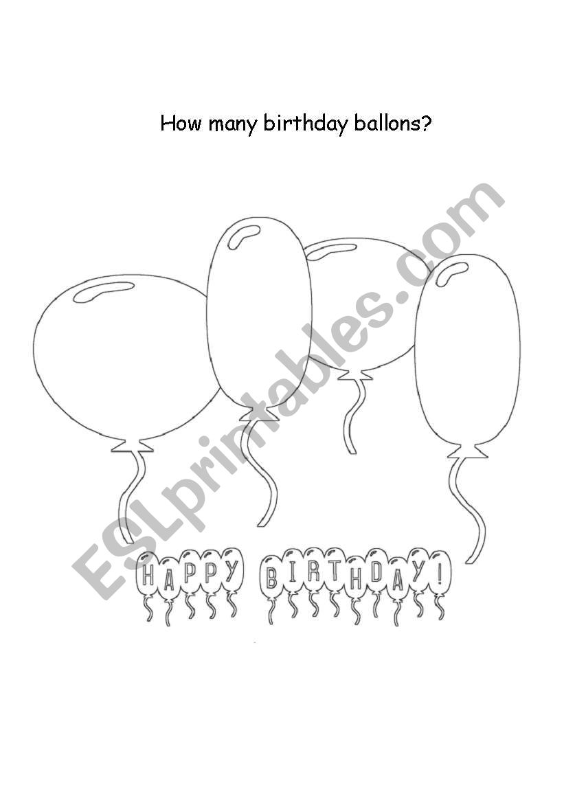 How many birthday ballons? worksheet