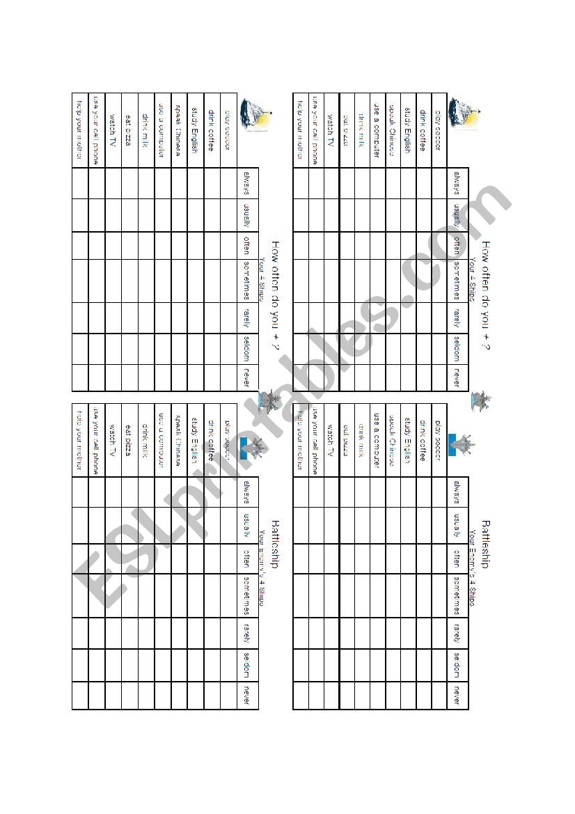 Battleship How Often worksheet