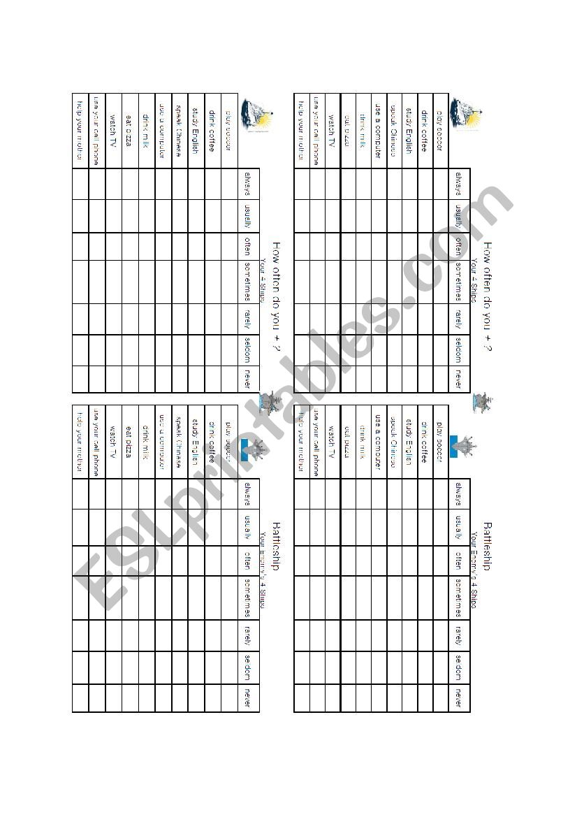 Battleship How Often worksheet