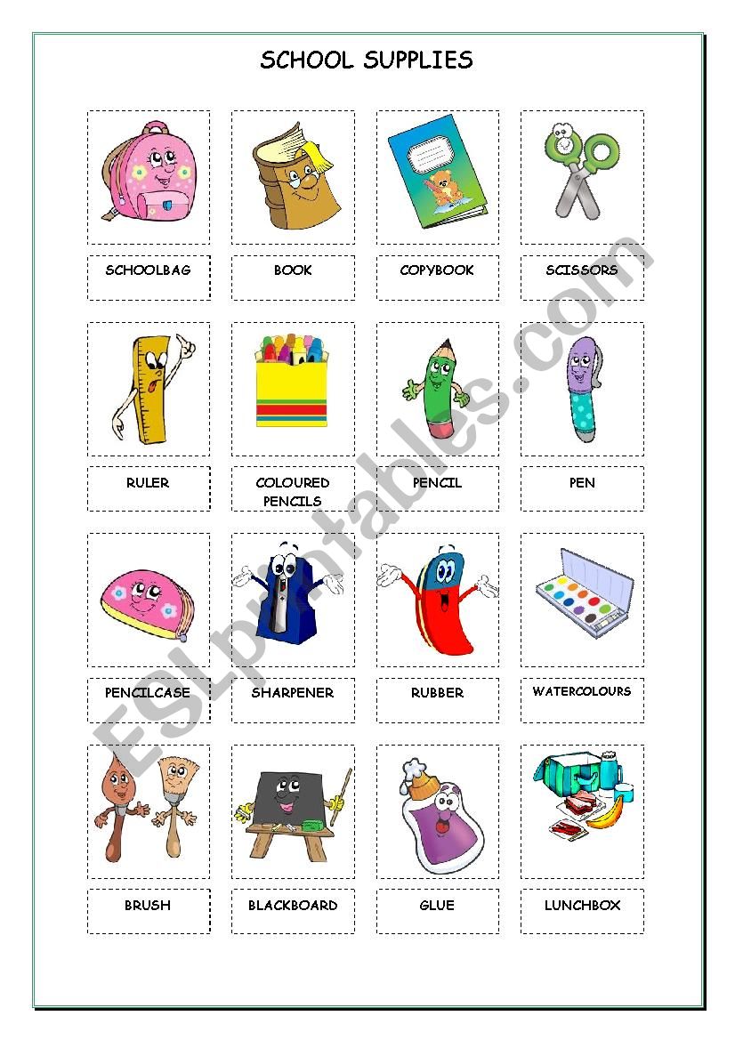 School Supplies worksheet