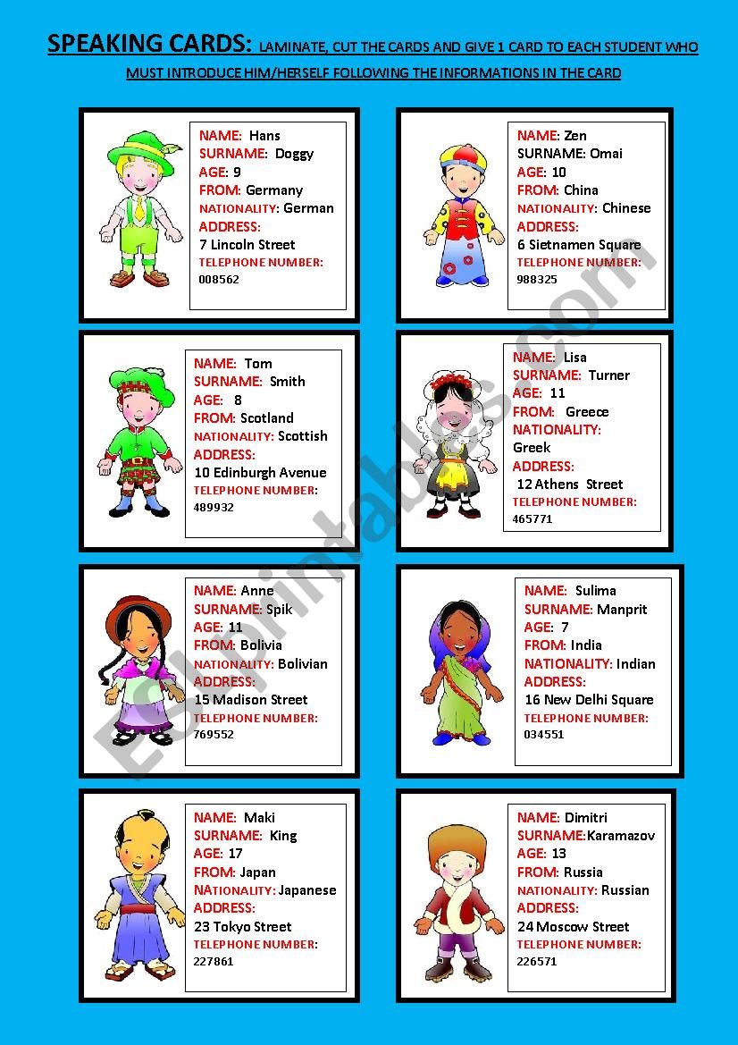 speaking cards part 1 worksheet