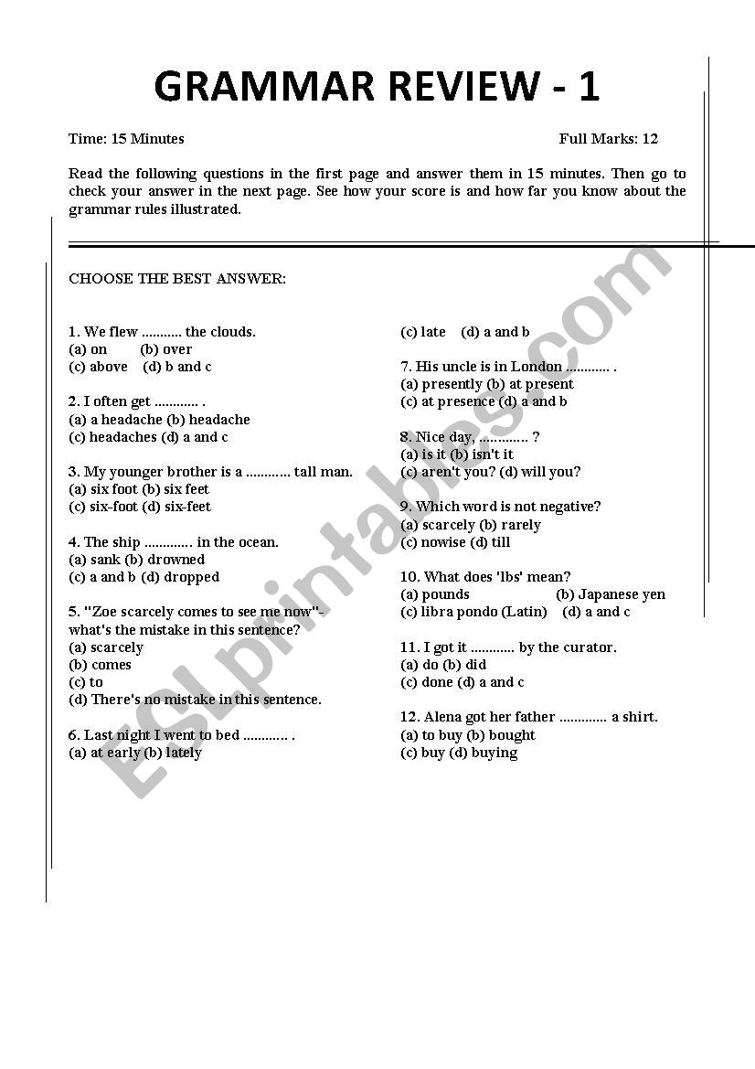 Total Grammar Review with Explanation