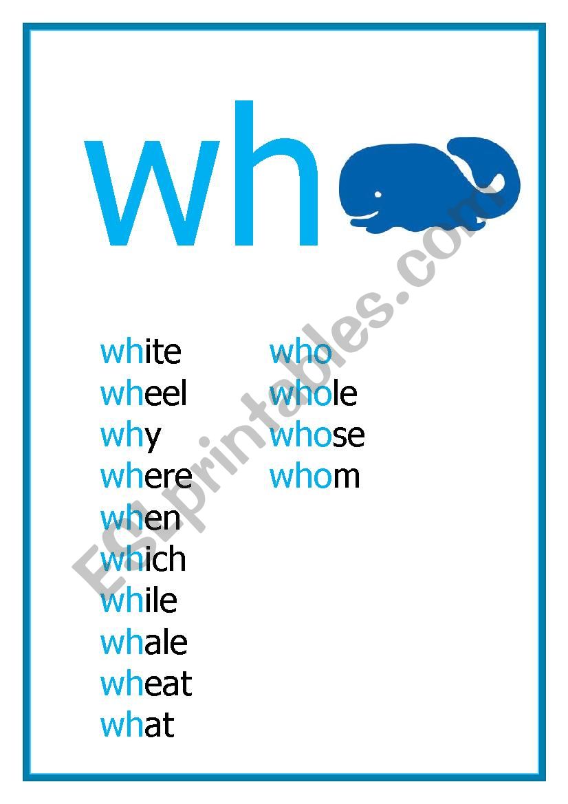 WR reading flashcard worksheet