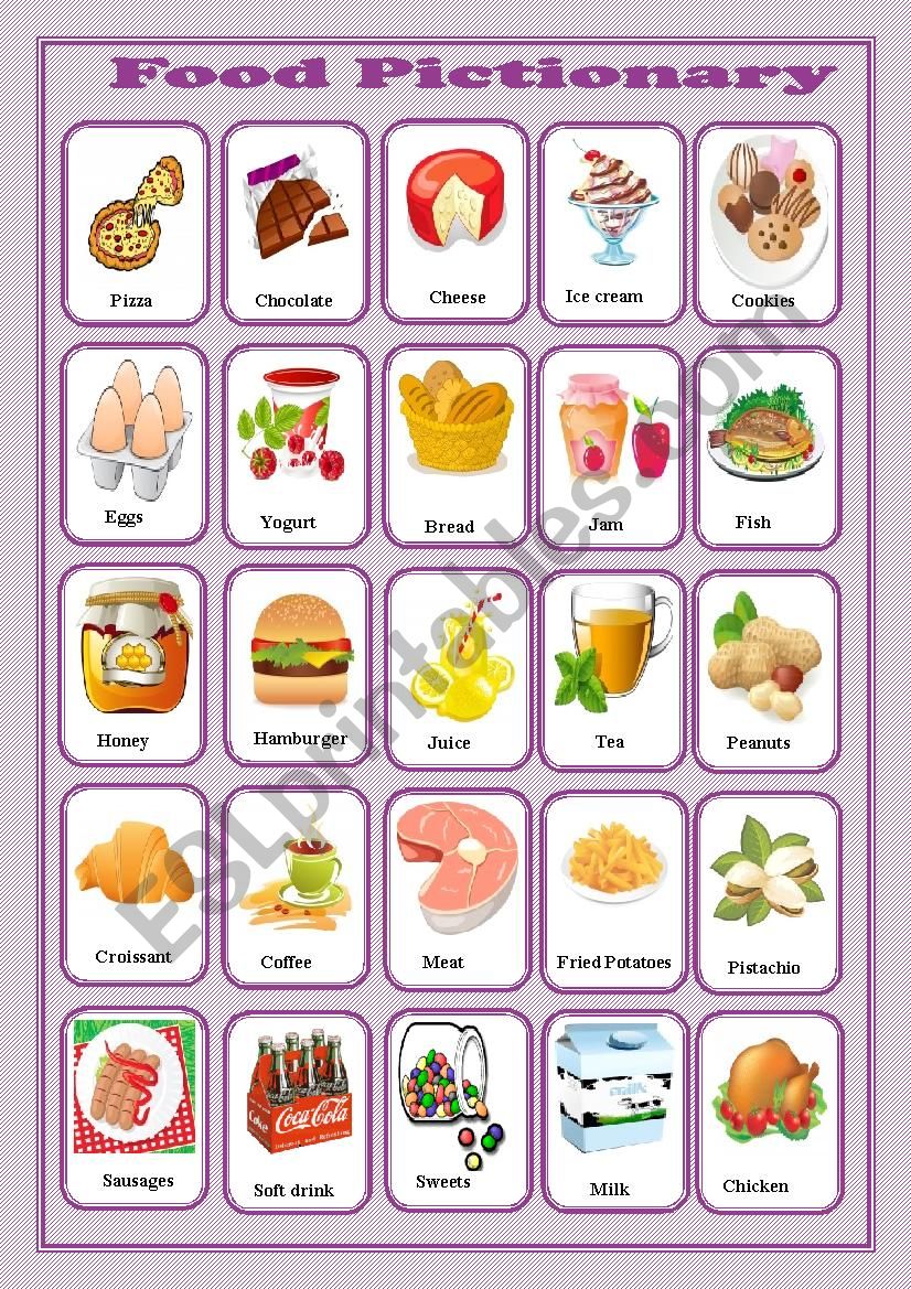 food pictionary worksheet