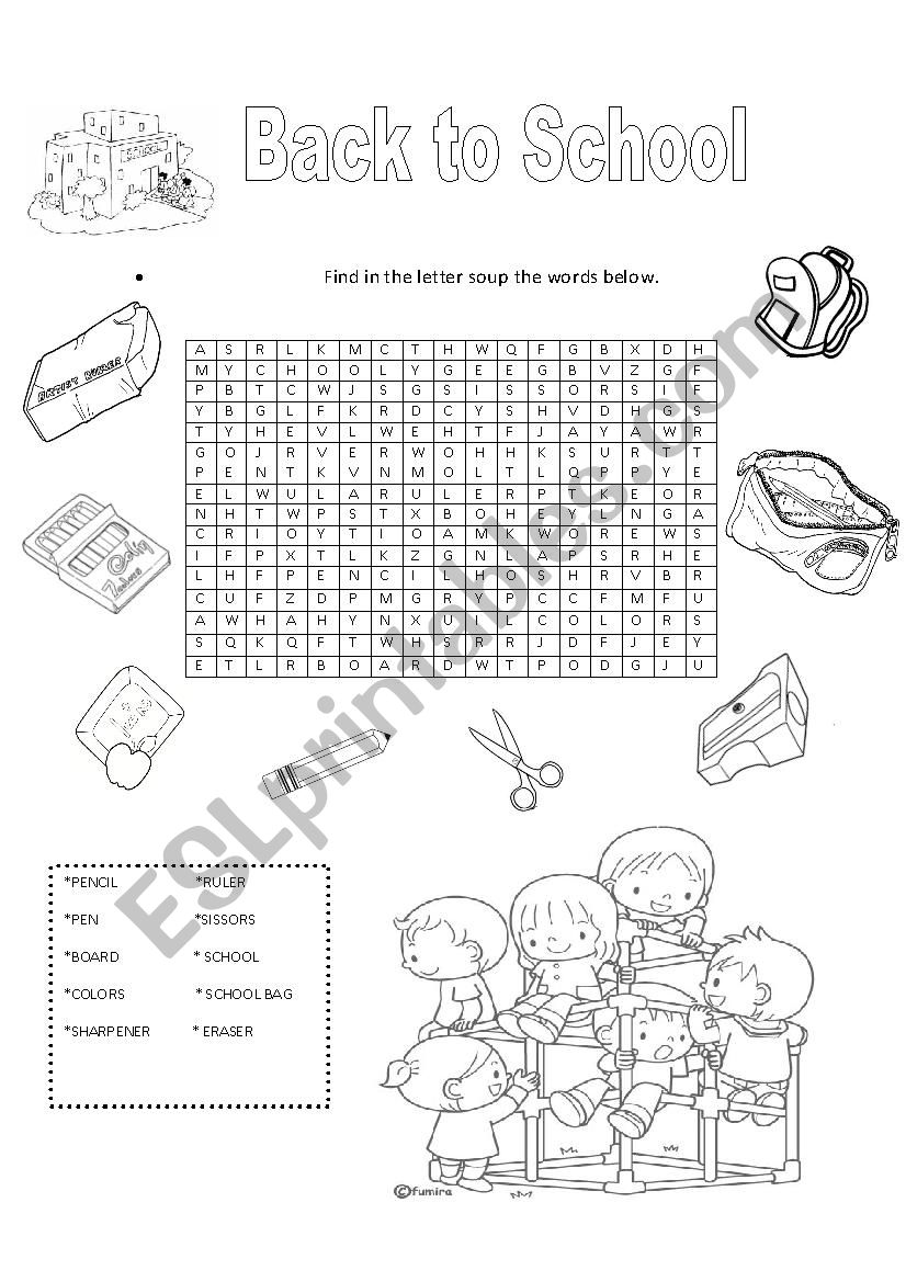 Letter Soup Back to School worksheet