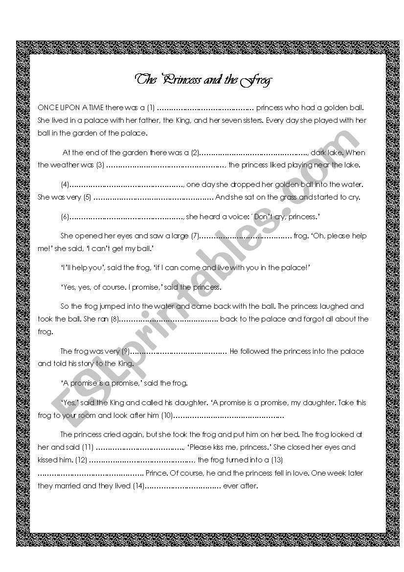 The princess and the frog worksheet