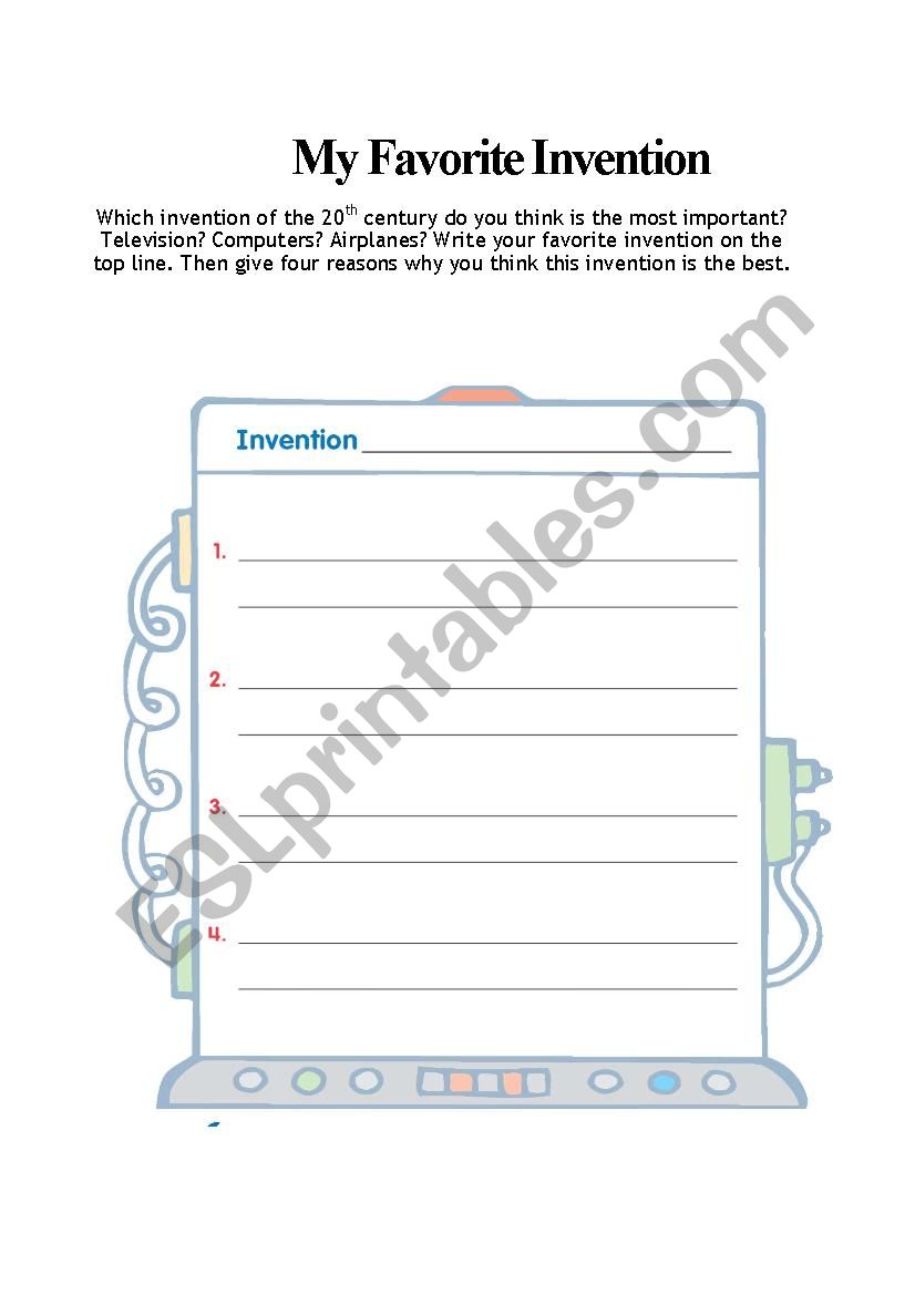 My favourite invetion  worksheet