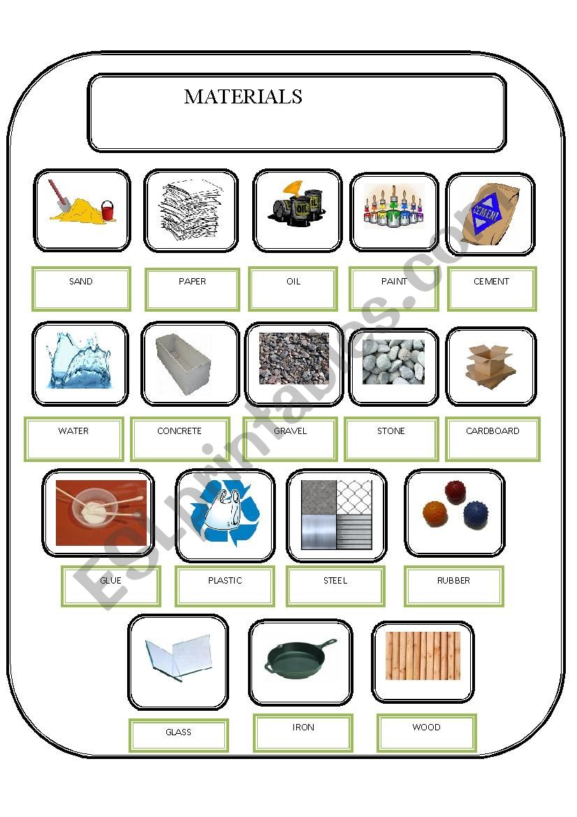 Material worksheet