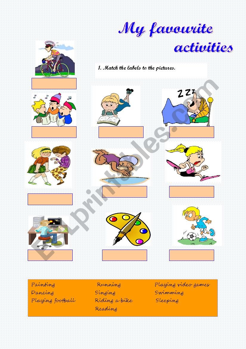 my favourite activities worksheet