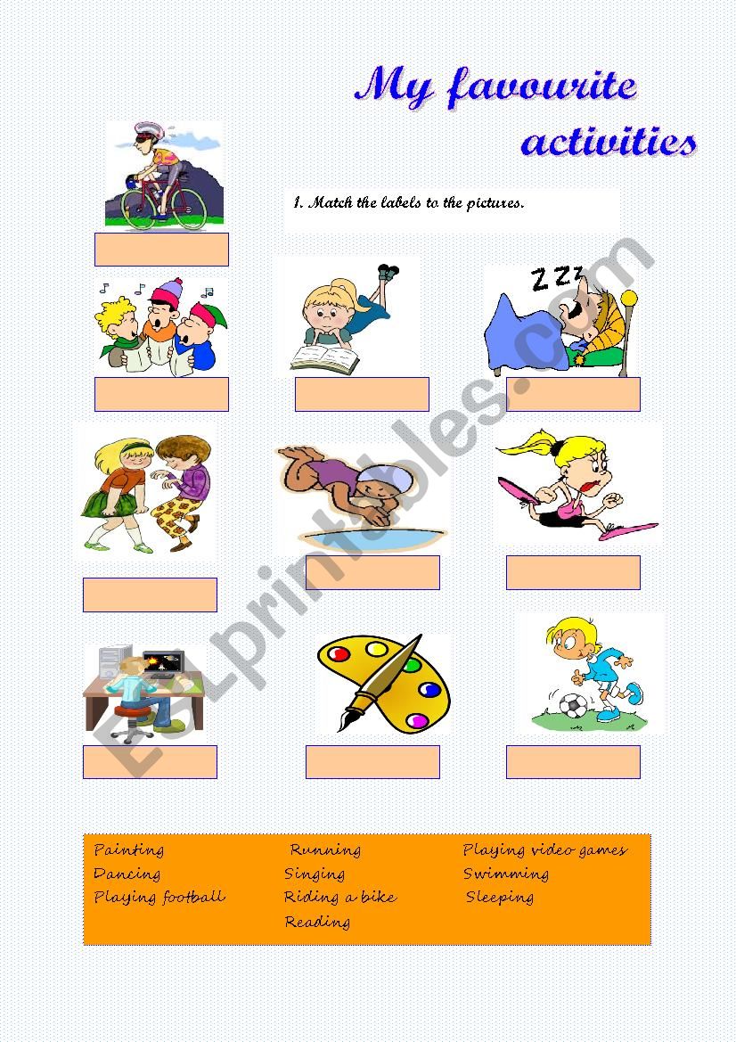 my favourite activities worksheet