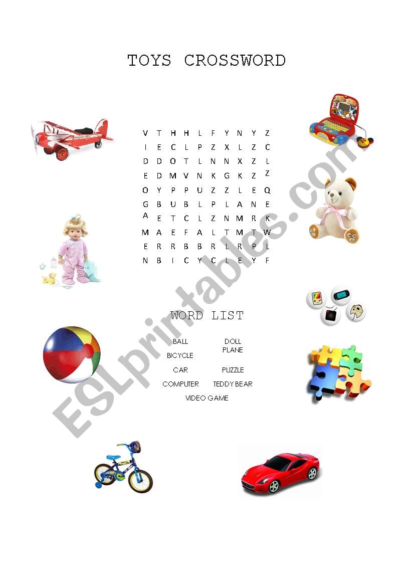 TOYS CROSSWORD worksheet